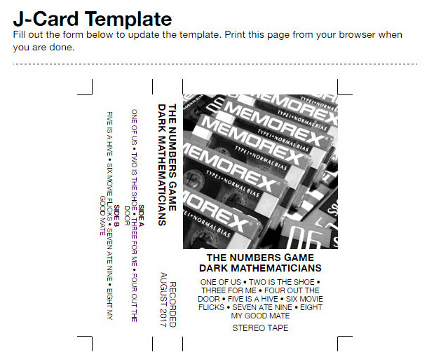Cassette J Card Template